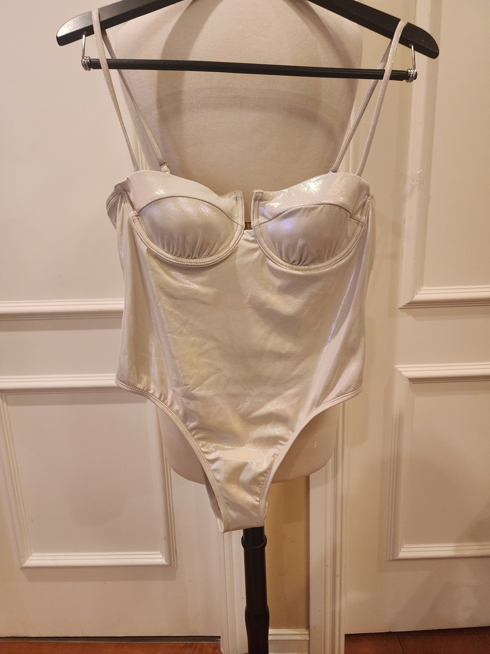 No Boundaries Shiny Ivory Underwire Bodysuit